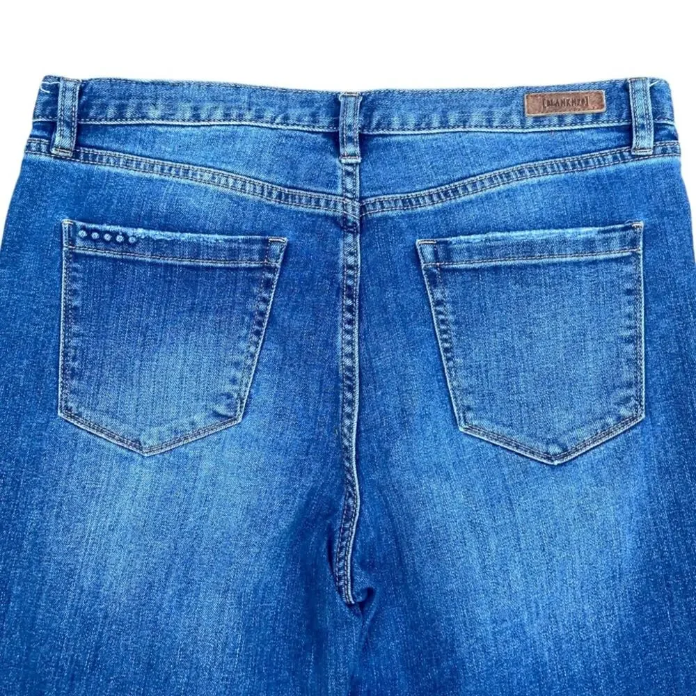 BLANK NYC High Rise Button Fly Destructed Hem Finish 5 Pocket Jeans Size 30